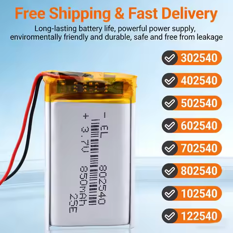 302540 402540 502540 3.7V 500mAh Lipo Battery Rechargeable Lithium Ion for Dash Cam Bluetooth Interc