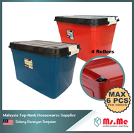 Ms.Me Tight Closure 80L Durable Waterproof Houseware Plastic Storage Box With Wheel Multipurpose Con