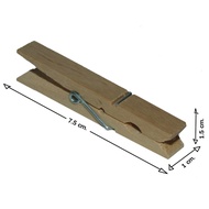 Real Wood Clothespin Pack Of 25 Pieces Size 7.5 cm. x 1 x 1.5
