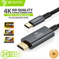 BAVIN HD26 4K High Speed USB-C to HDMI Adapter Cable Plug & Play for TV/ Laptop/ Tablet/ Smartphones