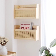 Caotun Shipment Japanese Rattan Router Solid Wood Storage Rack wifi Box Socket-0503