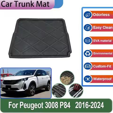 For Peugeot 3008 P84 MK2 2016~2024 Trunk Mat Full Coverage Waterproof Protective Liner EVA Trunk Lug