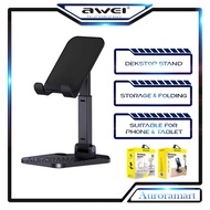 Original Awei Phone Holder Desktop Tablet Stand Handphone Holders Fon Stand Meja Desk Stable Hp Hoder Aluminium Alloy