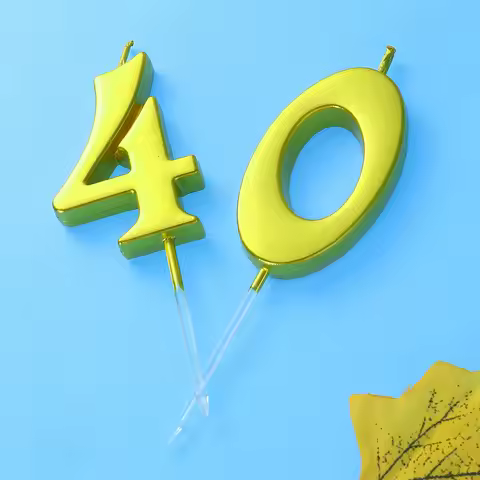 2Pcs Birthday Number 40 Golden Number Candles Eco Friendly Paraffin for Birthday Wedding Anniversary