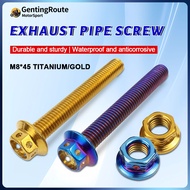 M8*45 Exhaust Pipe Screw Exhaust Nut Bracket Ekzos Gold Titanium Skru Braket Ekzos YAMAHA Y15ZR Y16Z