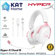 HYPERX CLOUD III GAMING HEADSET SURROUND SOUND COMFORT DESIGN NOISE CANCELLING MIC WHITE PINK (9W1Q4