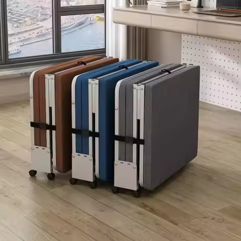 Office Folding Single Bed Metal Frame Camping Adjustable Portable Folding Bed Hardboard Tri-folding 
