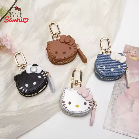 Sanrio Hello Kitty Creative Leather Bag Pendant Kawaii Kt Cat Keychain Fashion Clothing Accessories 