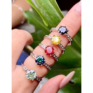Ring N81 freesize 925 silver with Moissanite needle