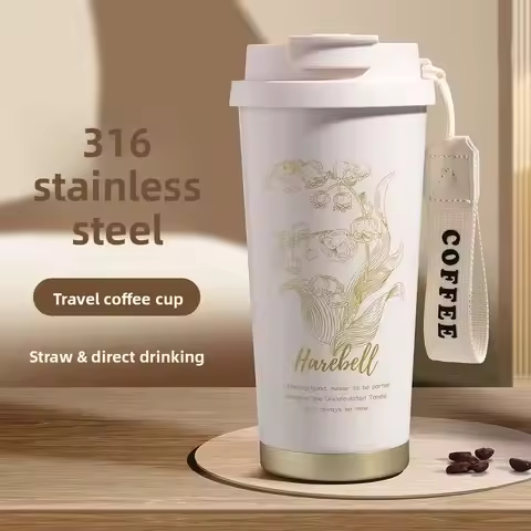 Large capacity vacuum bottle, reusable thermos bottle, food grade stainless steel coffee cup, househ