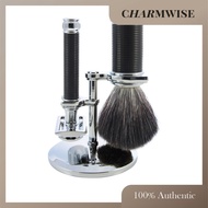 Edwin Jagger Black 3D Diamond 3 Piece DE Set (Black Synthetic)