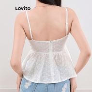 (Trendy) Lovito Casual Top Ruffle Hem Summer/Spring Tank Top for Women L109MD321