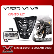 XRACING ENGINE COVER + RADIATOR COVER COOLANT COVER PVC Carbon Black - Y15 Y15ZR V1 V2 V3