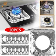 10 Pcs/Set Kitchen Oil Proof Portable Stove Liners/ Thickened Disposable Aluminum Foil Stove Burner Covers/ Square Round Gas Stove Cleaning Pads