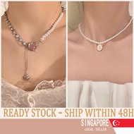 [SG SELLER] Korean Pearl Pendant Necklace Ins Fashion Chain Choker Women Jewelry Accessories