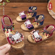2025 Girls Ethnic Style Summer Hanfu Shoes Breathable Roman Sandals Minority Ethnic Shoes Children P