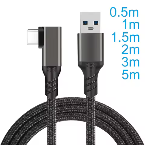 USB 3.2 GEN2 3A 60W 90 Degree Elbow Type-C Connector Cable Usb Tipo c for VR Link Data Cable 0.5M 1M