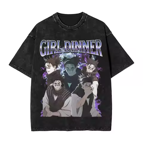Summer Jujutsu Kaisen Choso girl dinner anime Washed T Shirt Merch Oversize T-Shirts for Men Women T
