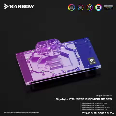 Barrow GPU Water Block for GIGABYTE RTX 5090 D GAMING WINDFORCE OC 32G AORUS MASTER Video Card Graph