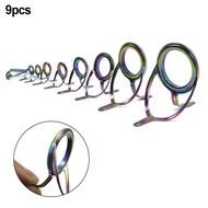 [SG]9pcs Fishing Rod Guide Ring Colorful Ceramic Ring Line Guide Ring Rod Repair Kit