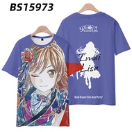 BanG Dream! Roselia T-Shirt, Summer Short Sleeve Anime Clothing Featuring Risa Imai