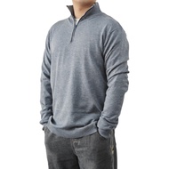 Men Sweater Coat Half Zipper Knit Elastic Long Sleeves Stand Collar Outerwear Plus Size English Styl