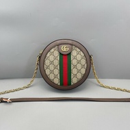 Gucci古馳 op小圓餅老花烏木色 肩背包斜背包