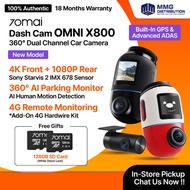 70mai Omni X800 360° Dashcam | 4K Front + 1080P Rear | 4G GPS & AI Parking Surveillance | HDR Night 