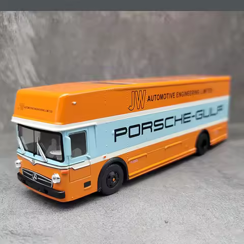 Die Casting 1:64 Scale Benz O317 Transport Vehicle Gulf Alloy Simulation Static Car Model