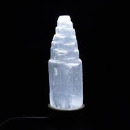 Selenite tower for meditation lamp