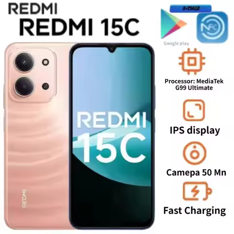 2026 Latest Version Global Redmi 15C Android 14 Phone Dimensity 6080 5G Octa Core Chip 50MP HD Main