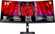 Xiaomi 34 Inch Curved Gaming Monitor G34WQi,WQHD Ultrawide Display 180Hz Free Sync 1500R Low Blue Li