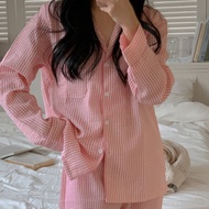 Juuneedu Scoop Gingham Check Pajama Set 5color Order from Korea