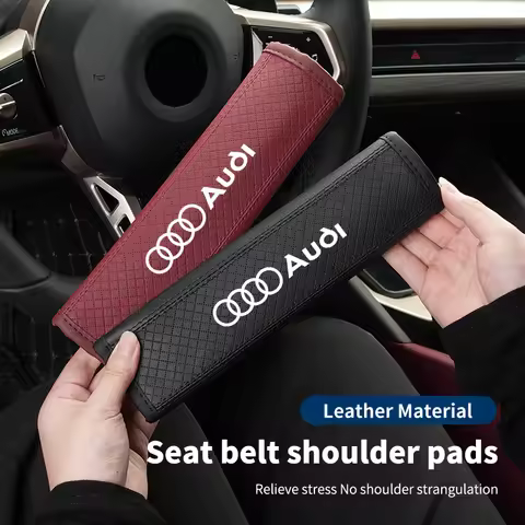 Car Leather Safety Belt Shoulder Cover Seat belt Seat Belt Padding Pad For Audi Sline A3 A4 RS5 A6 A