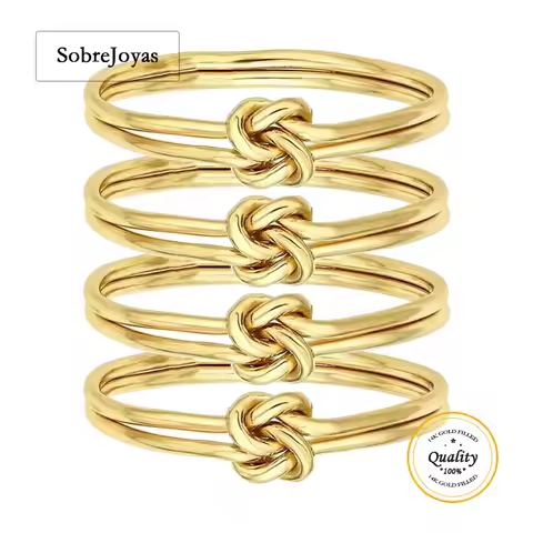 14K Gold Filled Double Love Knot Ring Minimalist Knuckle Ring for Women Jewelry Gold Accessories Rin