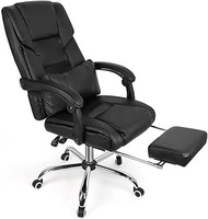 Pr-o-fessional Guard Boss Chair with Lumbar Pillow And Footrest Cool Computer Gaming Chair (Color : Black)