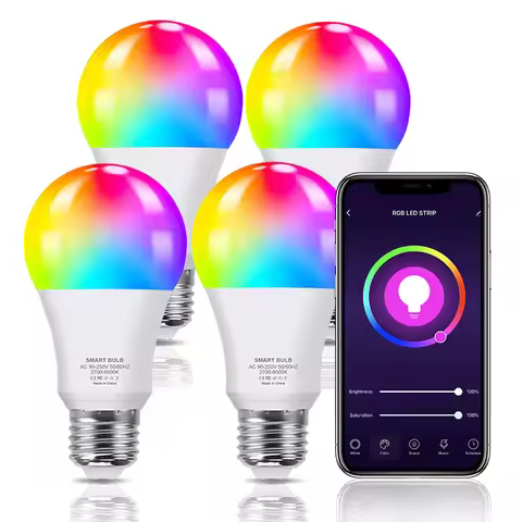 4pcs 18W 15W Zigbee Smart Light Bulb Tuya WiFi Bulb E27 Dimmable LED RGB Lamp Work with Alexa/Google