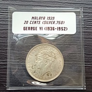 1939 Malaya 20 Cents Silver Coin - George VI ( KM#5 Silver.750)