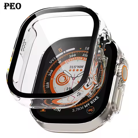 Glass+ Cover For Apple Watch case Ultra 2 49mm smartwatch Bumper+Screen Protector Tempered iwatch se