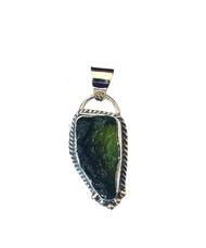 925 Sterling Silver Moldavite Necklace Real for Women Healing Crystal, Green Natural Energy Gemstone