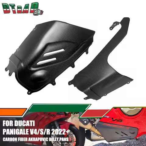 For DUCATI Panigale V4 V4S V4R 2022 2023 2024 Motorcycle Carbon Fiber Akrapovic Exhaust Belly Pans E