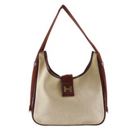 【日本直運】愛馬仕 HERMES Sacoche 肩背包 Vintage 帆布×小牛皮 米色 女仕【二手】