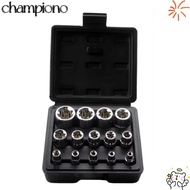 CHAMPIONO 14PCS/Set Hexagon Socket Nut Socket, E4-E24 External Hex Wrench Head Star Socket Set, Vers