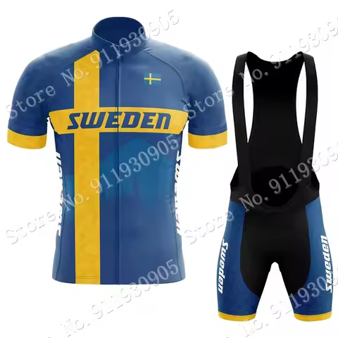 National Team Sweden 2024 Cycling Jersey Set Summer Bicycle Clothing Men Road Bike Shirts Suit Bicyc