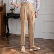 Mr. Lusan Summer Thin Naples High Waist Straight Pants British Casual Drape Gorkha District Casual P