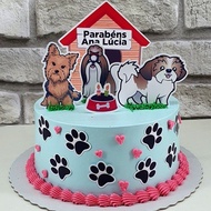 CUTE DOG THEMED CAKE TOPPER Topper/ Can Add Name BIRTHDAY CAKE Decoration Topper/