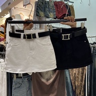 เรียบหรู สีขาว เดนิม ทรงเอ มินิ กระโปรง เอวสูง พรางหุ่น ดีไซน์ ผู้หญิง แฟชั่น Sensation Anti-Light L