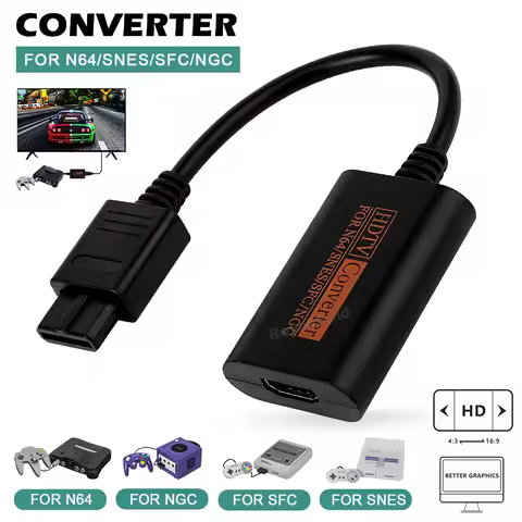 For N64 to HDMI-Compatible HDTV Converter Adapter for N64/Gamecube/SNES/GC Plug Play Full Digital 10