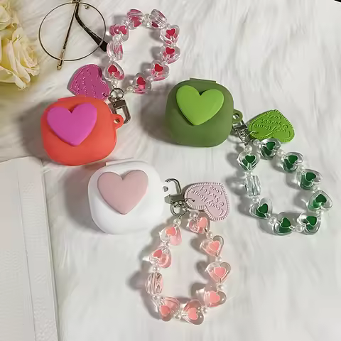 For Anker Soundcore Life P3 Case Cute Love Earphone Silicone Cover with WristChain Lanyard Hearphone