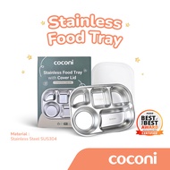 COCONI Premium Stainless Plate Food Tray with Lid | Piring Makan Anak Stainless Food Grade
